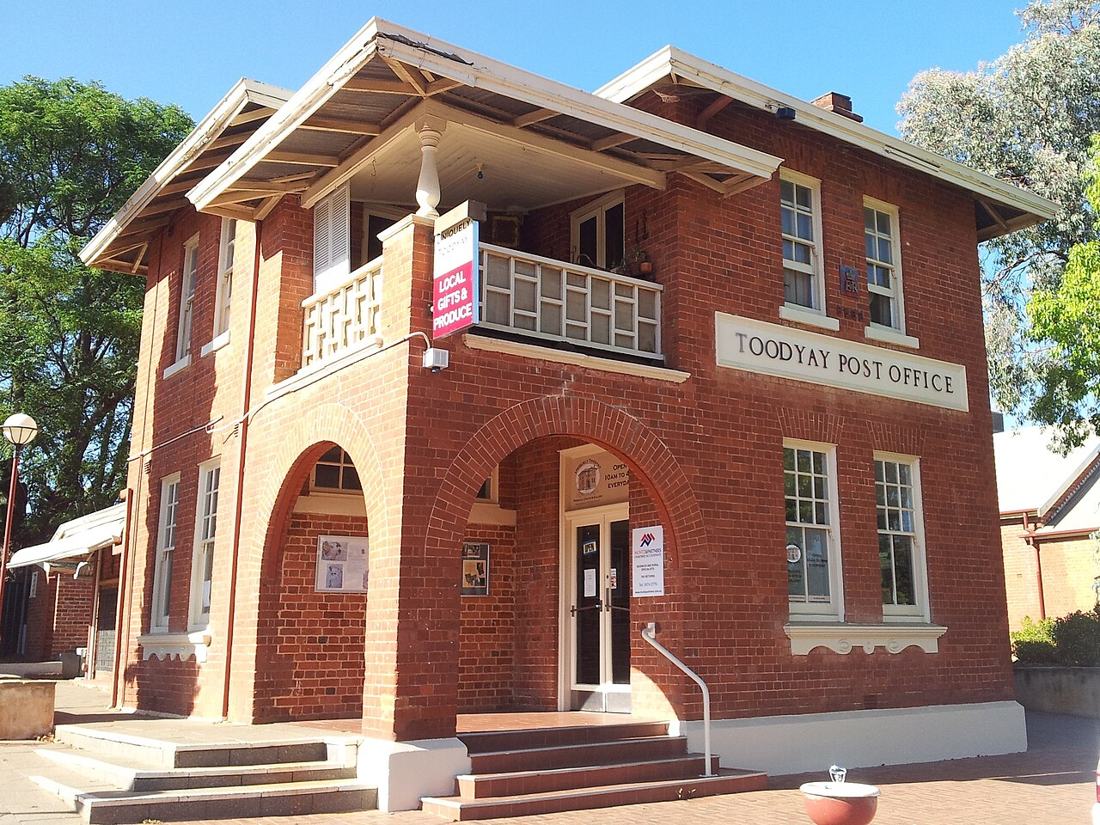Toodyay Post Office, Western Australia. Claim letters and notices still arrive by post.